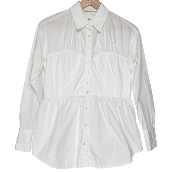 Anthropologie Maeve Corset Seamed Button Down | White | SZ XSP - Picture 5 of 14